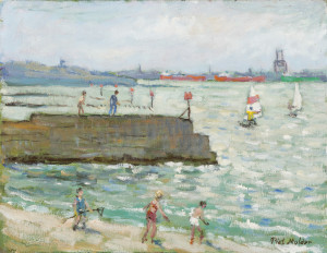 Piet Mulder, Dovercourt Beach, oil on board, 1985