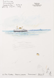 Schutblad schetsboek, aquarel op board, z.j. 