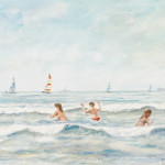Zwemmers in Zandvoort, z.j., aquarel